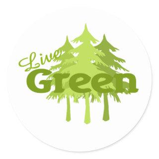 live green trees classic round sticker