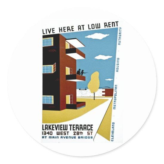 Live Here at Low Rent Classic Round Sticker
