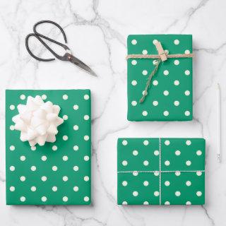 Lively Jade Green Background and White Polka Dots  Sheets