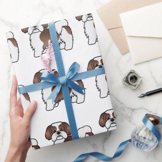 Liver And White Shih Tzu Cartoon Dog Pattern