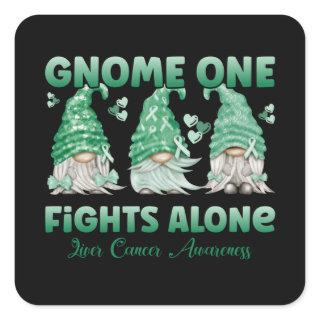 Liver Cancer Emerald Ribbon Gnome Square Sticker