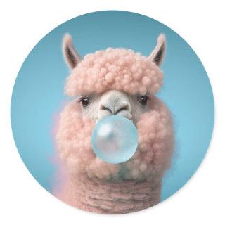 Llama Bubblegum Funny Classic Round Sticker