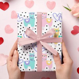 Llama Pastel Purple Love Pattern Print Wrapping
