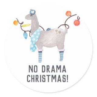 Llama themed Christmas Classic Round Sticker