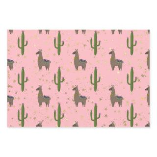Llamas, Cactus and Stars on Pink  Sheets