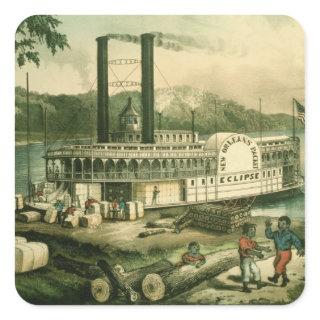 Loading Cotton on the Mississippi, 1870 Square Sticker