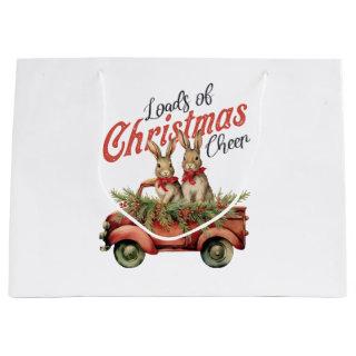 Loads of Christmas Cheer Rabbits in Red Truck Large Gift Bag