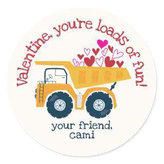 Loads of Fun Dump Truck Valentine Sticker