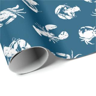 Lobster Crab Blue White Seafood Print