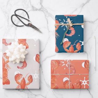 Lobster Crustacean Watercolor Snowflake Pattern  Sheets