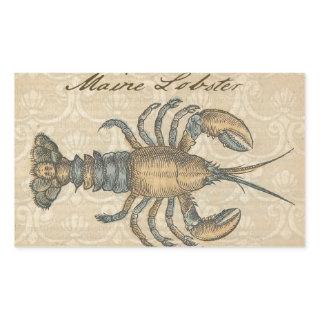 Lobster Illustration Antique Maine Seafood Rectangular Sticker