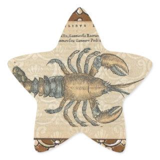Lobster Illustration Antique Maine Seafood Star Sticker