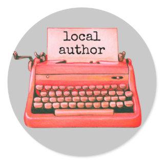 Local Author Retro Typewriter Cute 1960s  Classic Round Sticker