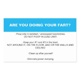 Locomotive bathroom etiquette rectangular sticker