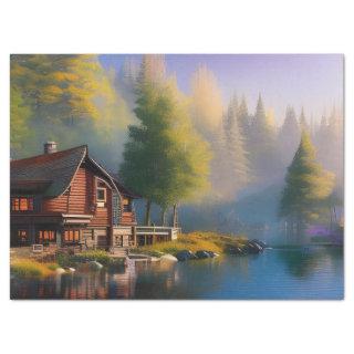 Log Cabin on the Lake  Tissue Paper