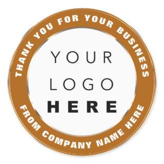 Logo Name Web Thank You Shopping Faux Gold Brown Classic Round Sticker