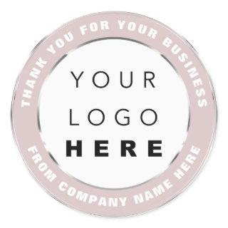 Logo Name Web Thank You Shopping Gray Silver Blush Classic Round Sticker