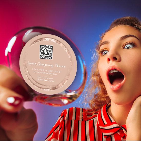 Logo QR Code Promotional Shop Rose Circle Blush Classic Round Sticker