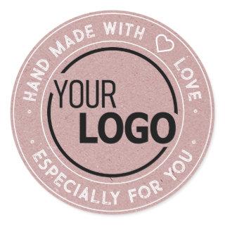 Logo Template Especially For You Pink Kraft Paper Classic Round Sticker