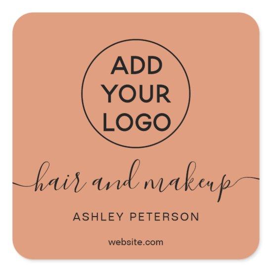 Logo terracotta simple typography hair makeup square sticker