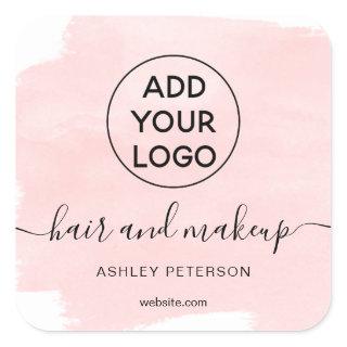 Logo watercolor brushstroke hair makeup square sticker