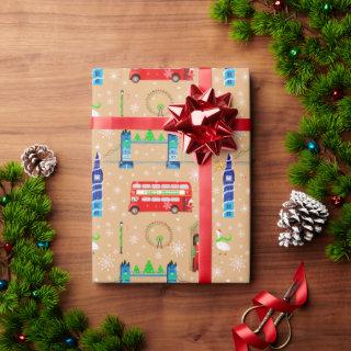 London Christmas Beige  Pattern Background