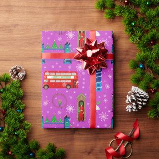 London Christmas Purple Pattern Background