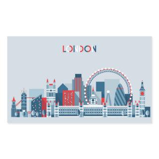 London, England | Red, White and Blue Skyline Rectangular Sticker