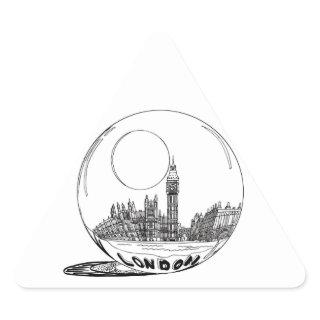 London in a glass ball . triangle sticker