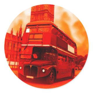 London Red Bus & the Big Ben Classic Round Sticker