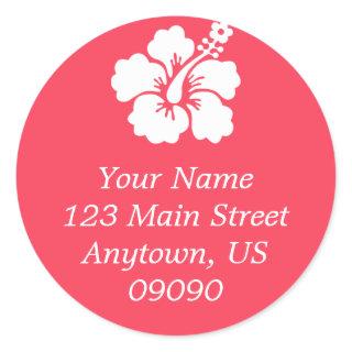 Lone Hibiscus Flower Address Label (Coral)