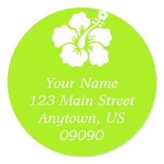 Lone Hibiscus Flower Address Label (Lime)