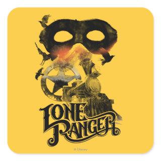 Lone Ranger Train and Mask Square Sticker