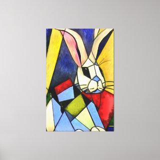 Long Eared Rabbit Geometric Abstract Art Style Canvas Print