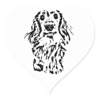 Long Hair Dachshund Cute Wiener Dog Lover Gift Dox Heart Sticker