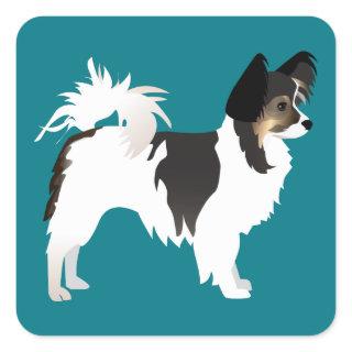 Long-haired Chihuahua or Papillon Basic Design Square Sticker