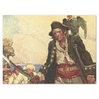 “Long John Silver” Pirate Art by Louis Rhead Tissue Paper