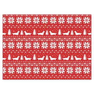 Longhaired Dachshund Silhouettes Christmas Pattern Tissue Paper