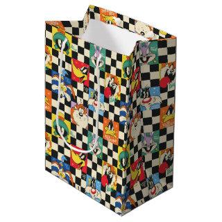 LOONEY TUNES™ Characters on Black & White Checker Medium Gift Bag