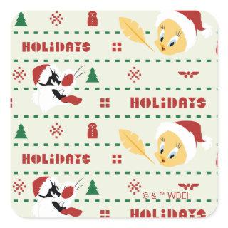 LOONEY TUNES™ SYLVESTER™ & TWEETY™ Holiday Pattern Square Sticker