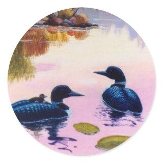 Loons At Twilight Sticker