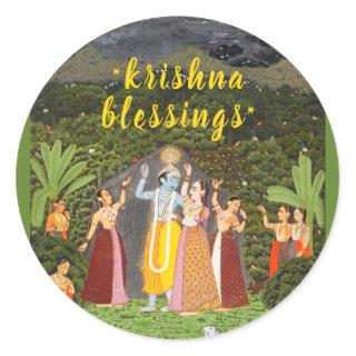 Lord Krishna Blessings Gopis Rajasthan India 1760 Classic Round Sticker
