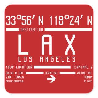 Los Angeles LAX International Airport Code IATA Square Sticker