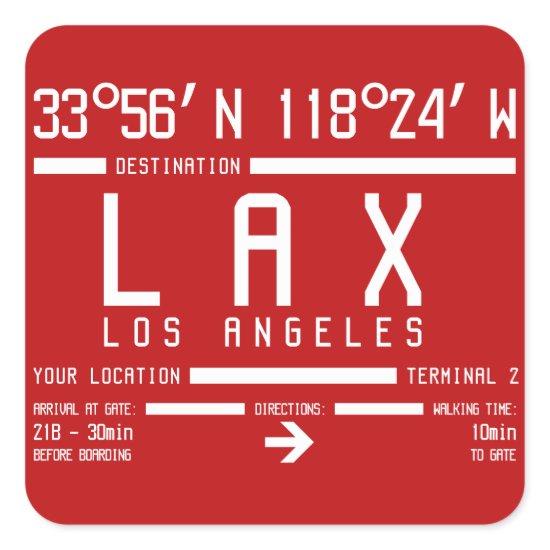 Los Angeles LAX International Airport Code IATA Square Sticker