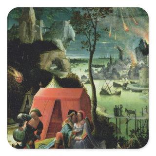 Lot and his Daughters (oil on panel) Square Sticker