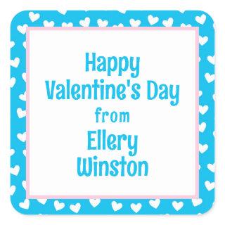 Lots of Hearts Classroom Valentine's Day Square Sticker