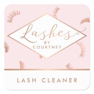 Lots of Lashes Pattern Lash Salon Pink/Rose Gold Square Sticker