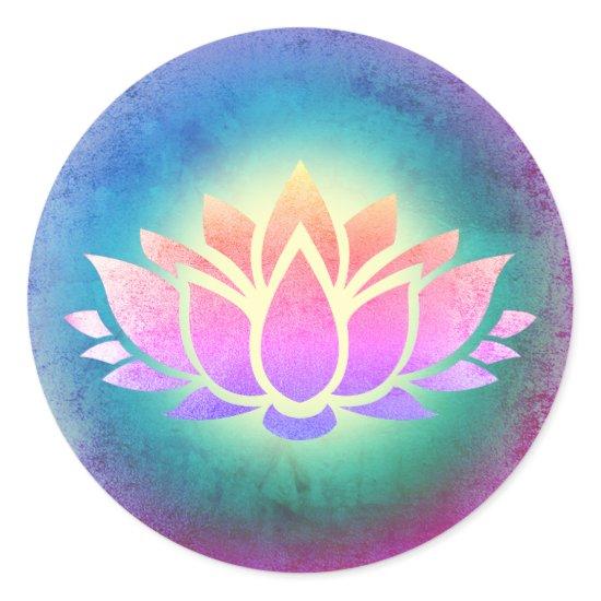 lotus flower art classic round sticker