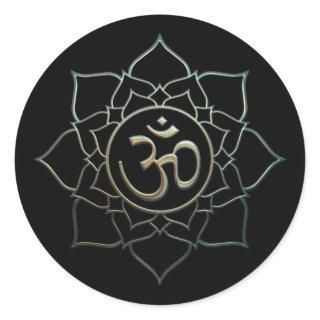 Lotus Flower Om Classic Round Sticker