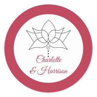 Lotus Flower Symbol Wedding Classic Round Sticker